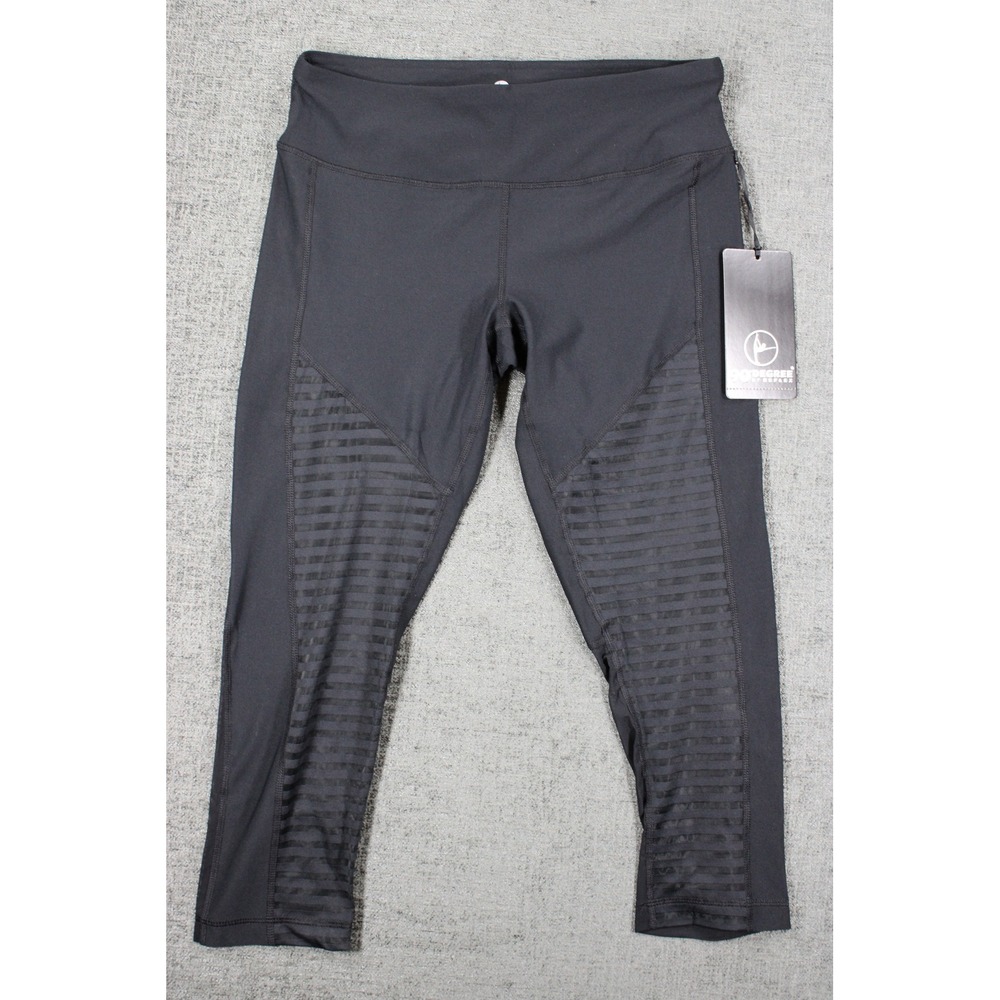 90 Degree by Reflex Womens Black Mesh Panel Cropped Leggings Size M NWT